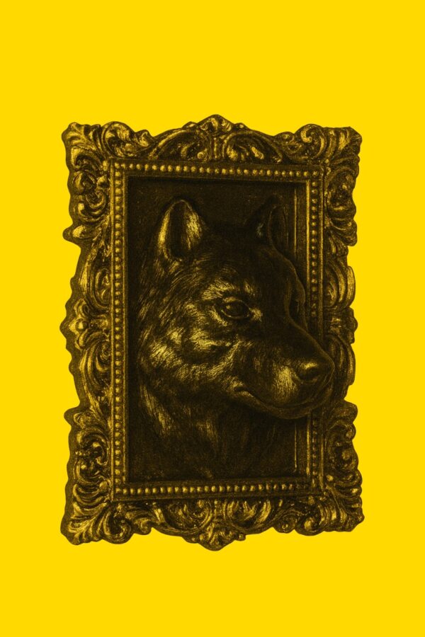 Գայլի գլուխ ոսկեզոծ շրջանակի մեջ